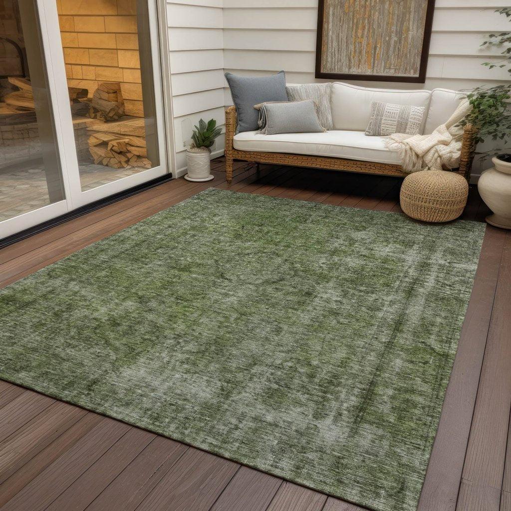 LOOMLAN Rugs Emberith Green Washable Indoor-Outdoor Rug