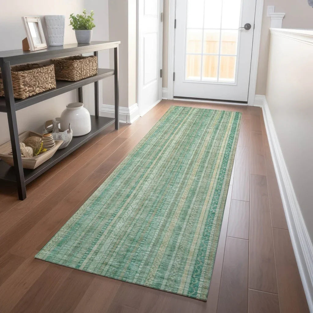 LOOMLAN Rugs Emberith Teal Washable Indoor-Outdoor Rug