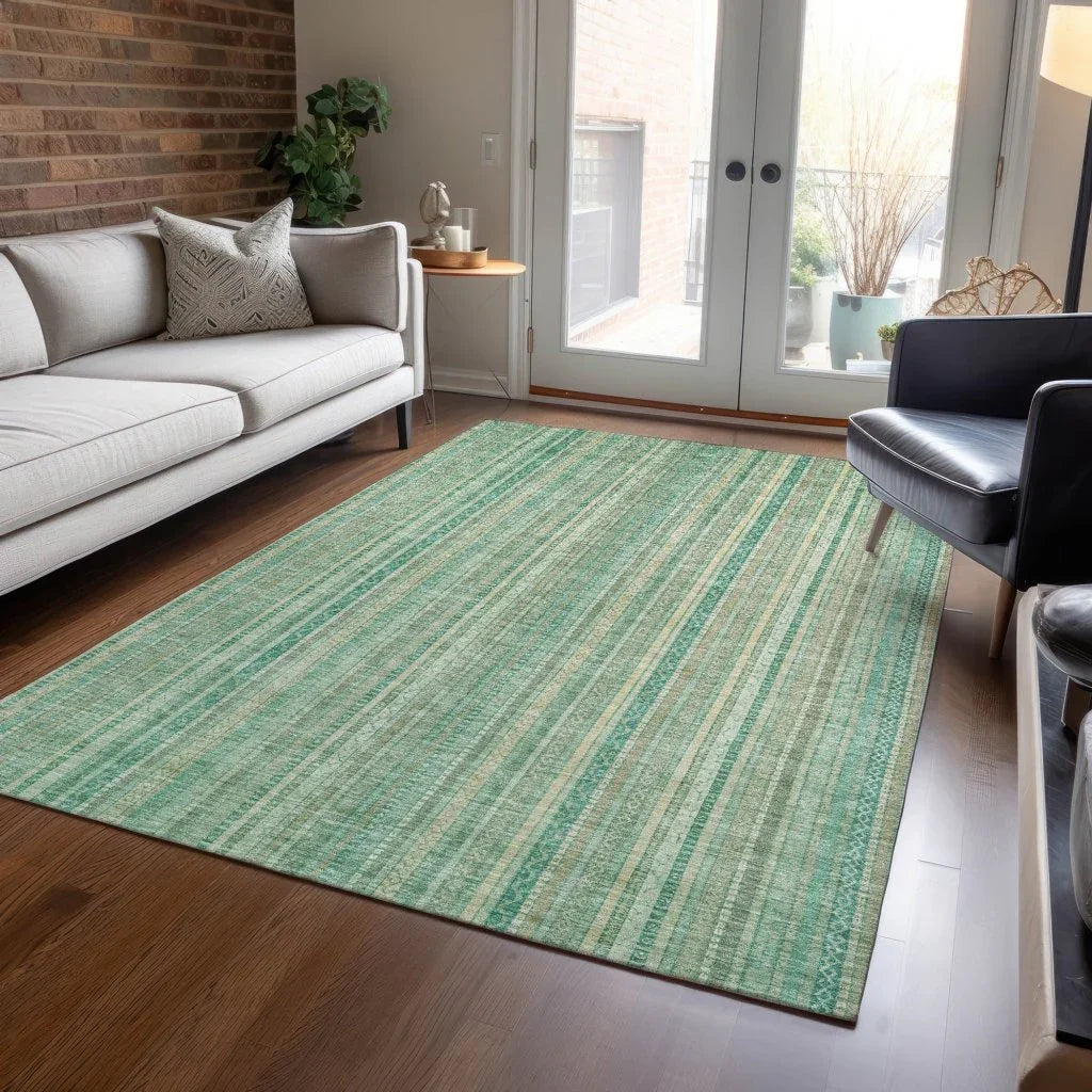 LOOMLAN Rugs Emberith Teal Washable Indoor-Outdoor Rug