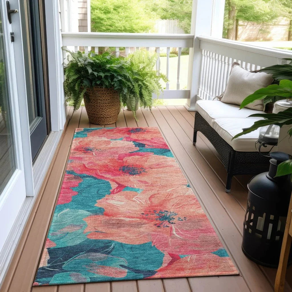 LOOMLAN Rugs Emprelle Orange Washable Indoor-Outdoor Rug