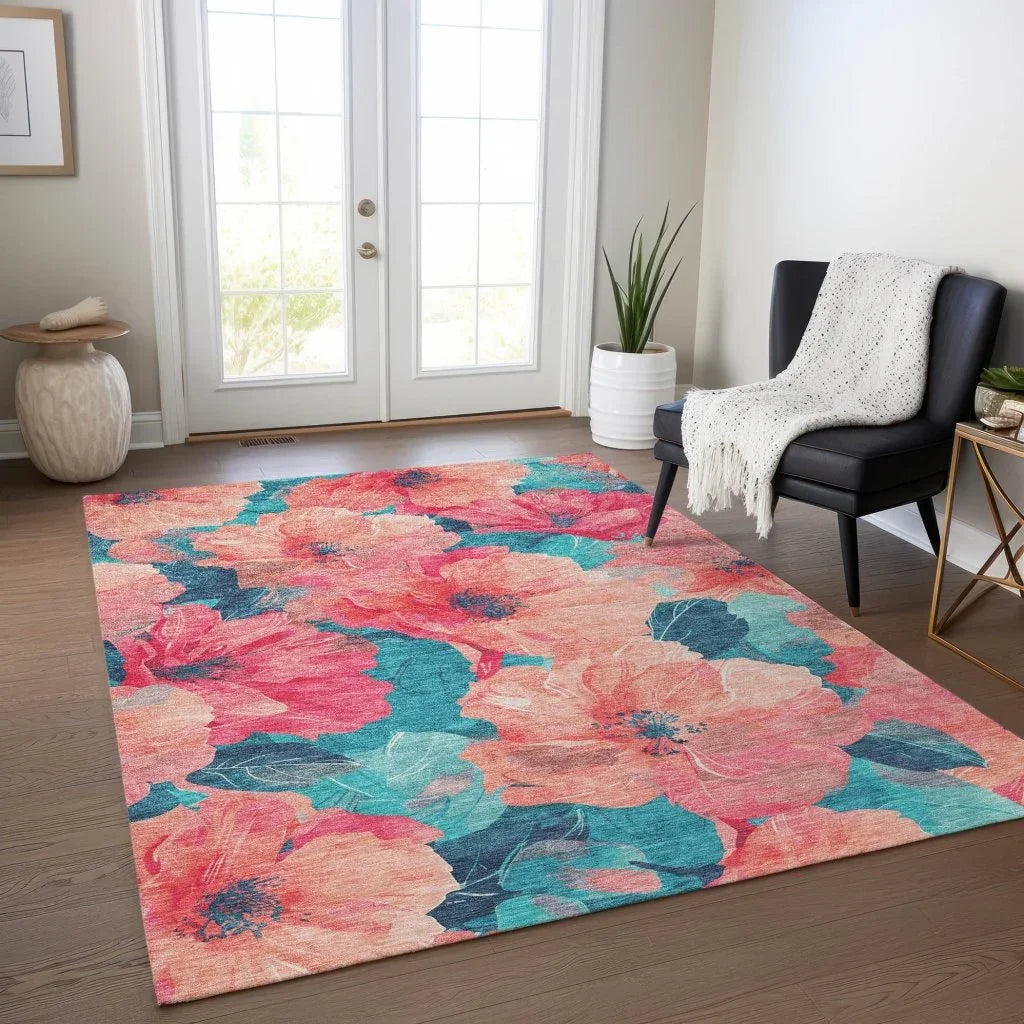LOOMLAN Rugs Emprelle Orange Washable Indoor-Outdoor Rug