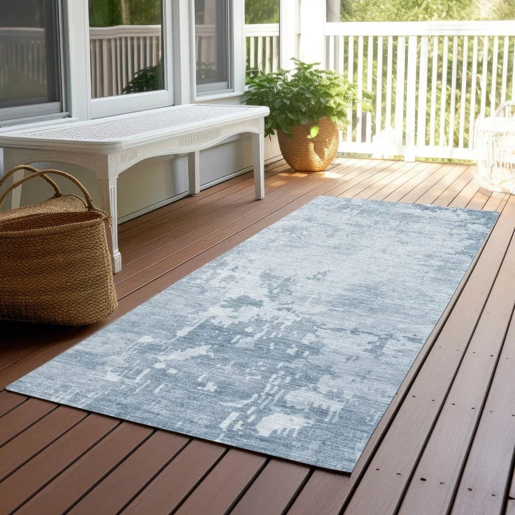 LOOMLAN Rugs Enoa Blue Washable Indoor-Outdoor Rug