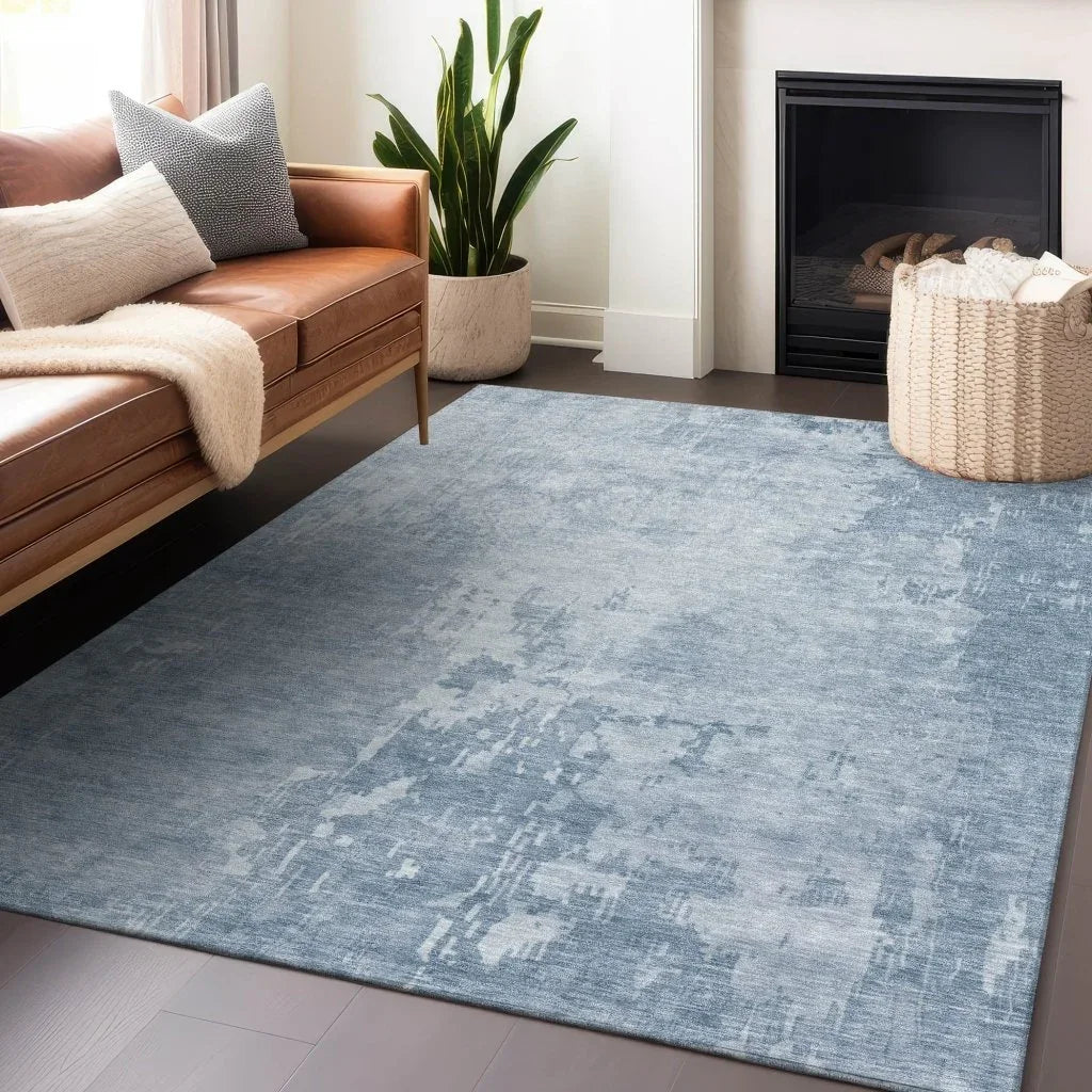 LOOMLAN Rugs Enoa Blue Washable Indoor-Outdoor Rug