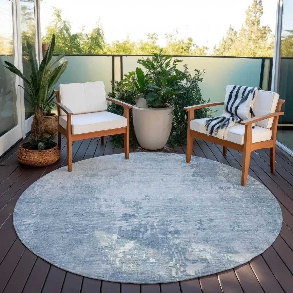 LOOMLAN Rugs Enoa Blue Washable Indoor-Outdoor Rug