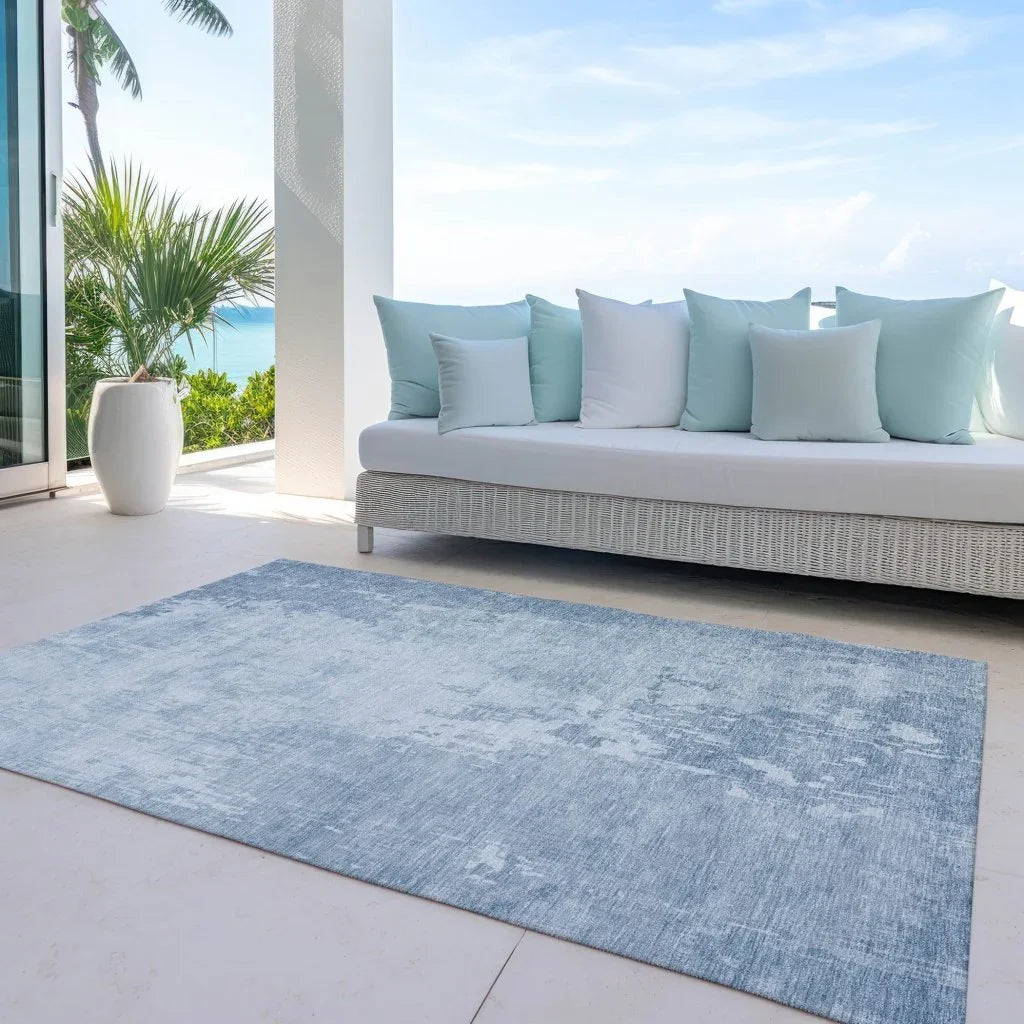 LOOMLAN Rugs Enoa Blue Washable Indoor-Outdoor Rug