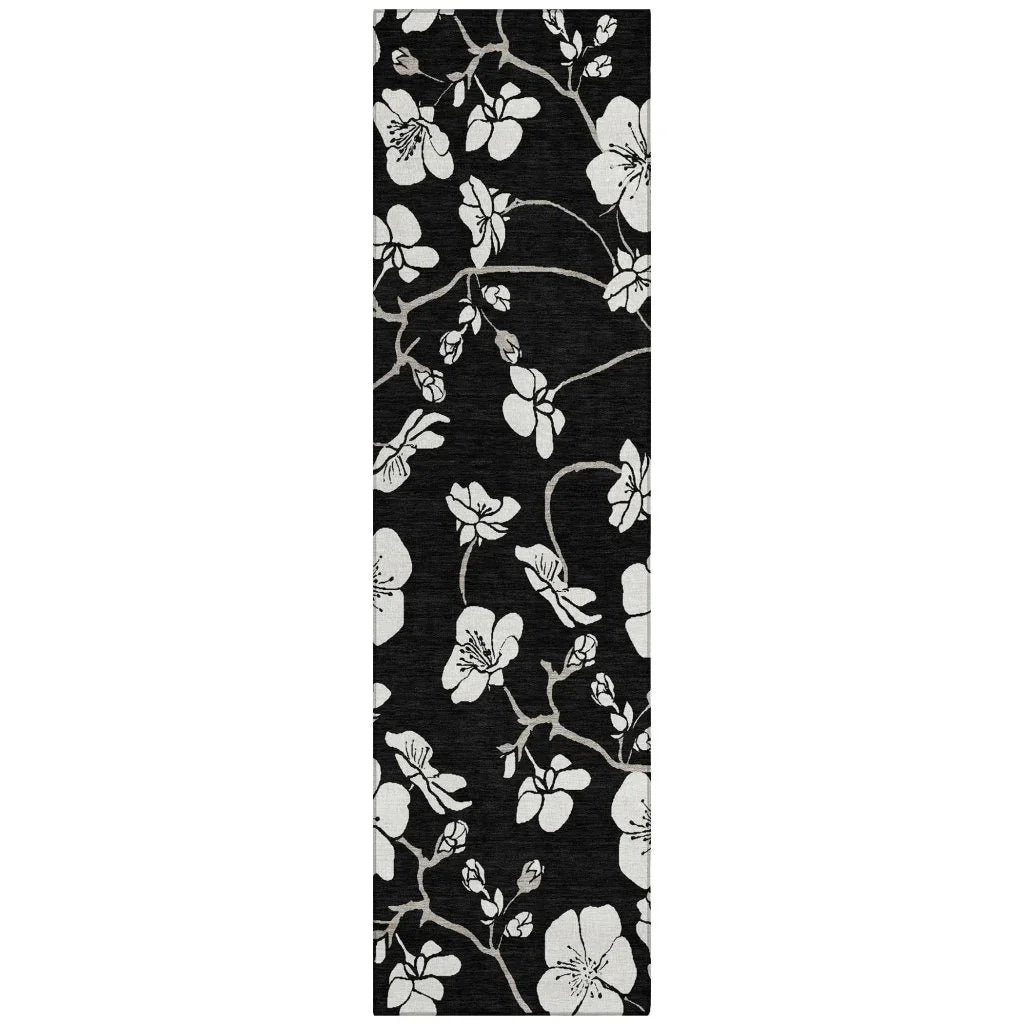 LOOMLAN Rugs Ensa Black Washable Indoor-Outdoor Rug