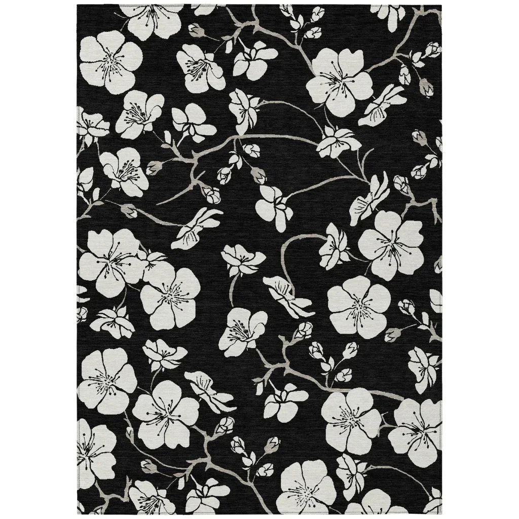 LOOMLAN Rugs Ensa Black Washable Indoor-Outdoor Rug