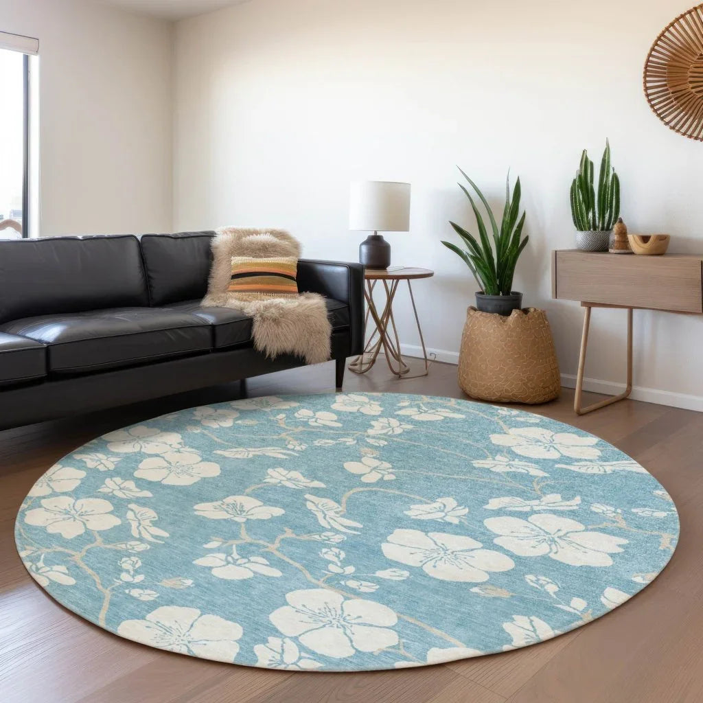 LOOMLAN Rugs Ensa Blue Washable Indoor-Outdoor Rug