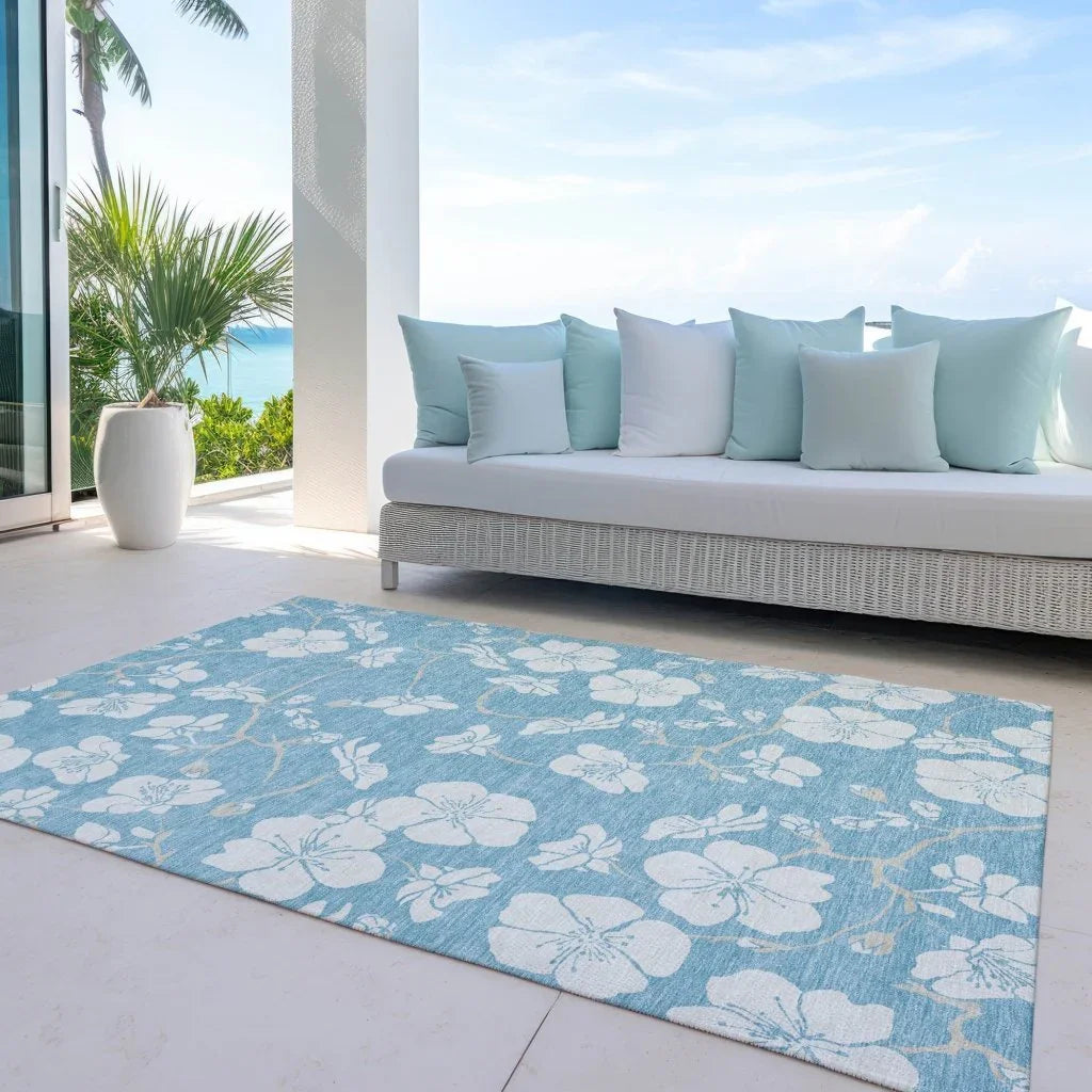 LOOMLAN Rugs Ensa Blue Washable Indoor-Outdoor Rug