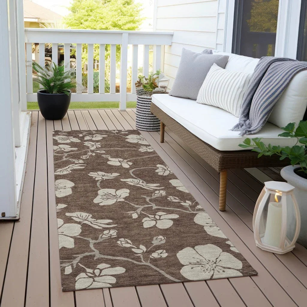 LOOMLAN Rugs Ensa Brown Washable Indoor-Outdoor Rug