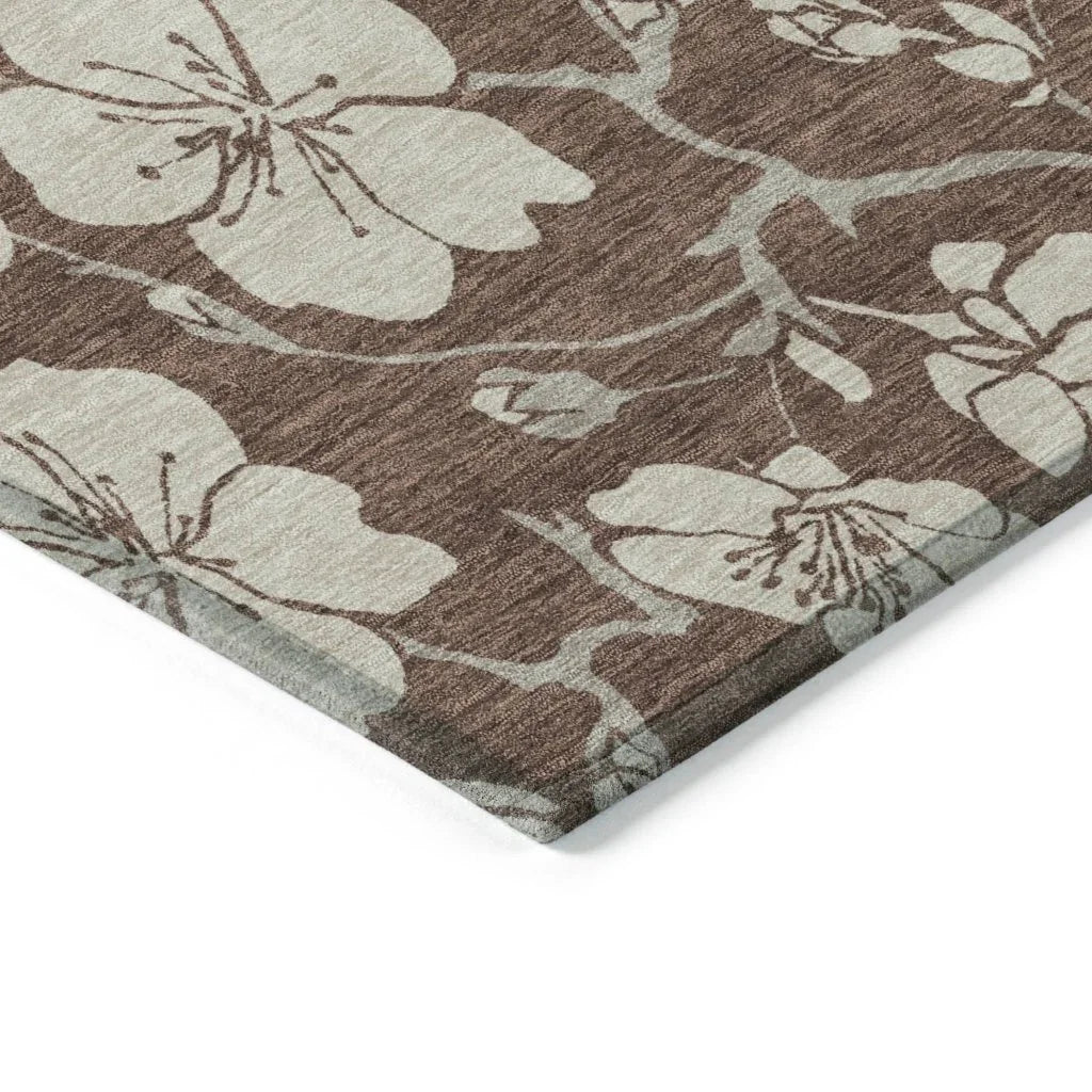LOOMLAN Rugs Ensa Brown Washable Indoor-Outdoor Rug