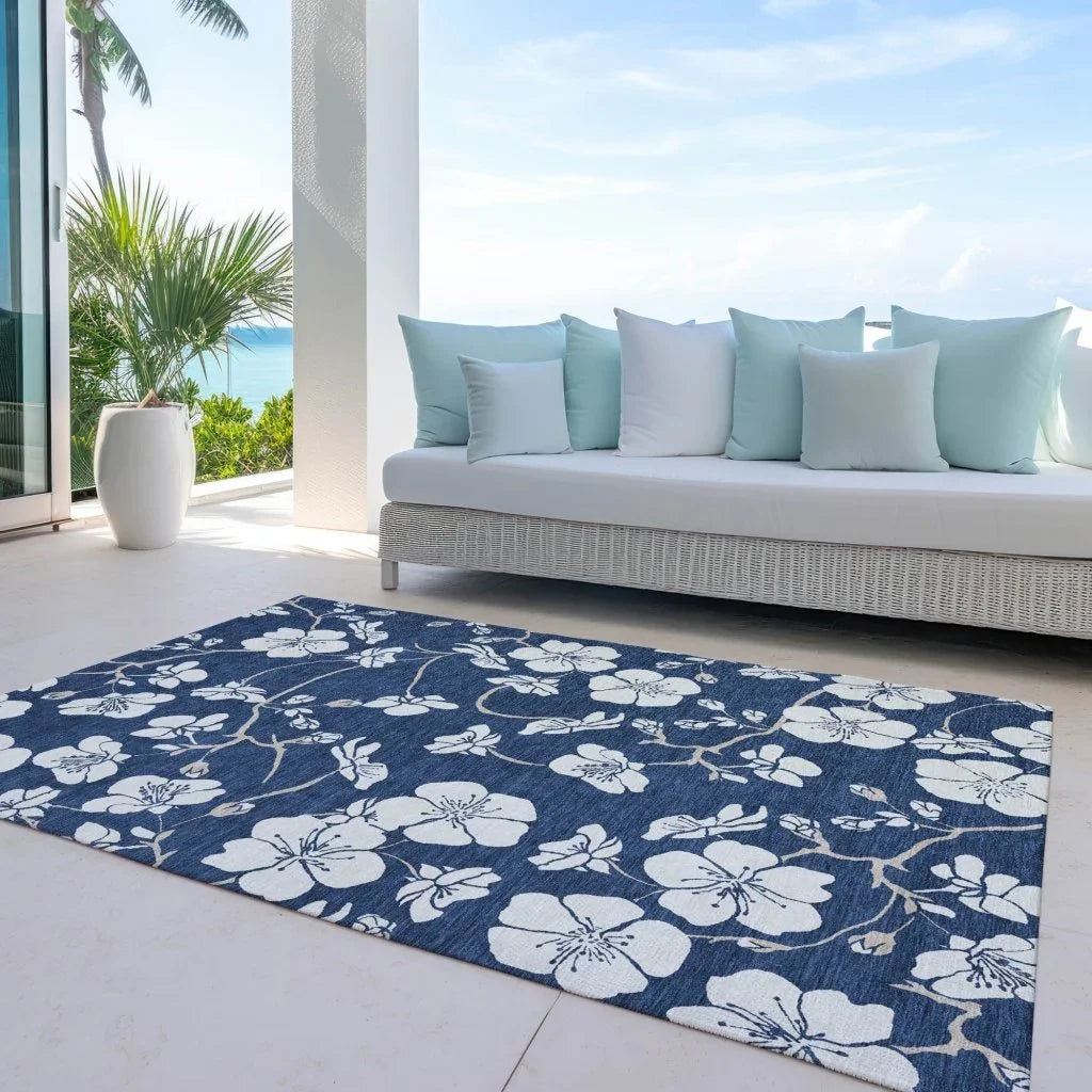 LOOMLAN Rugs Ensa Navy Washable Indoor-Outdoor Rug