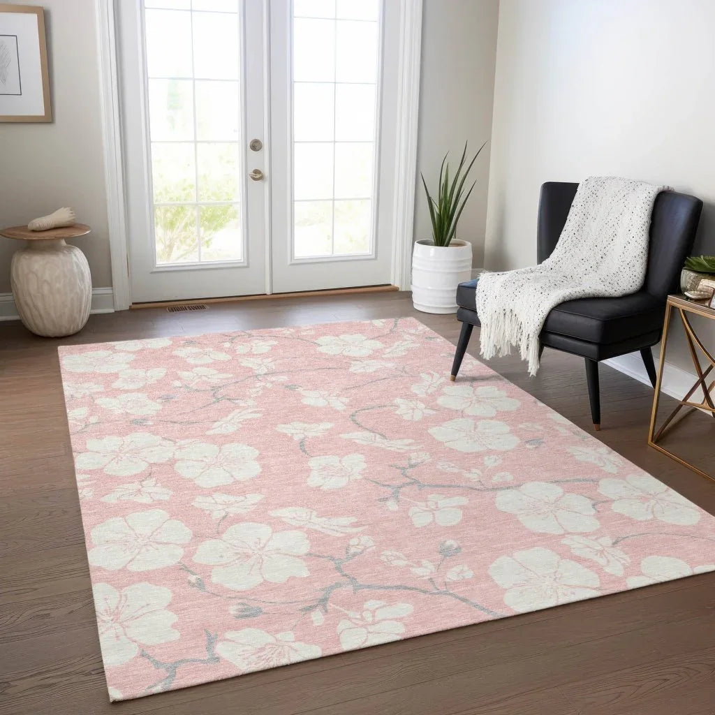 LOOMLAN Rugs Ensa Pink Washable Indoor-Outdoor Rug