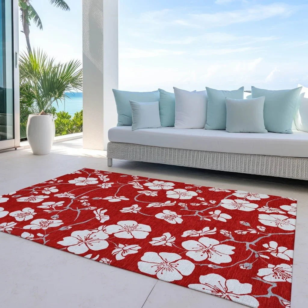 LOOMLAN Rugs Ensa Red Washable Indoor-Outdoor Rug