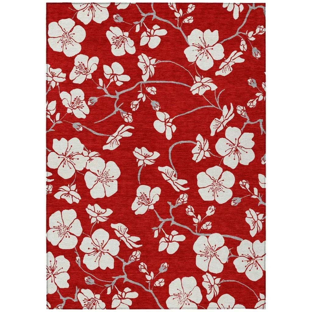 LOOMLAN Rugs Ensa Red Washable Indoor-Outdoor Rug