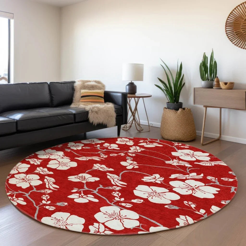 LOOMLAN Rugs Ensa Red Washable Indoor-Outdoor Rug