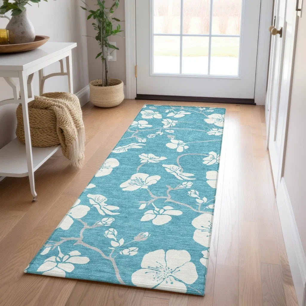 LOOMLAN Rugs Ensa Teal Washable Indoor-Outdoor Rug