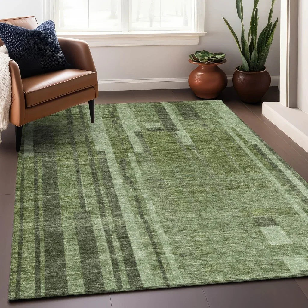 LOOMLAN Rugs Esmara Green Washable Indoor-Outdoor Rug