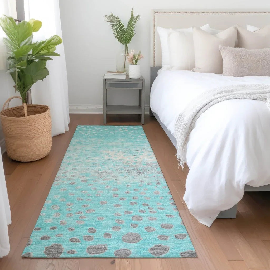 LOOMLAN Rugs Estara Teal Washable Indoor-Outdoor Rug