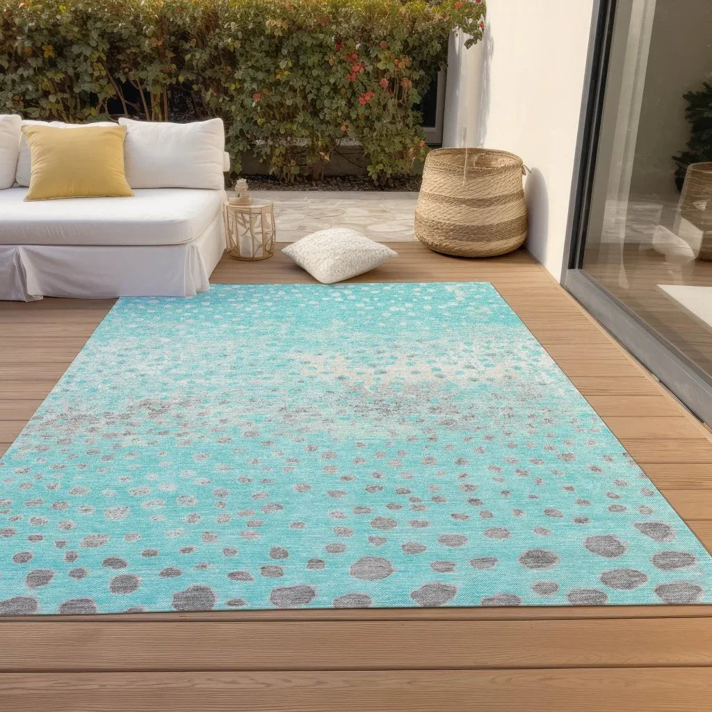 LOOMLAN Rugs Estara Teal Washable Indoor-Outdoor Rug