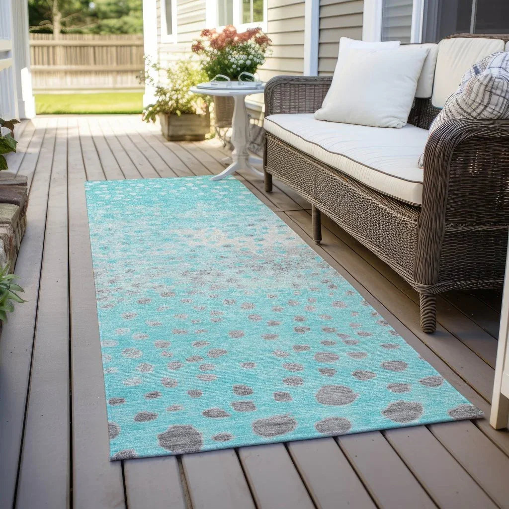 LOOMLAN Rugs Estara Teal Washable Indoor-Outdoor Rug
