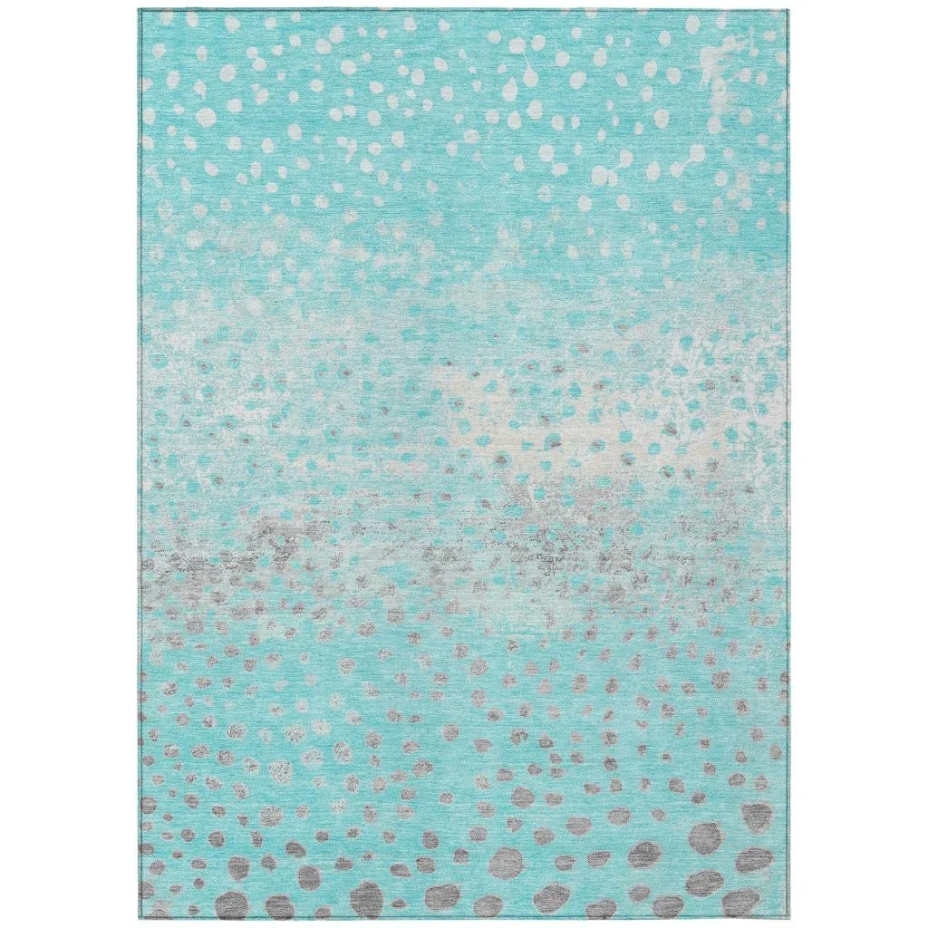 LOOMLAN Rugs Estara Teal Washable Indoor-Outdoor Rug