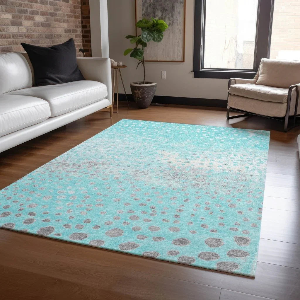 LOOMLAN Rugs Estara Teal Washable Indoor-Outdoor Rug
