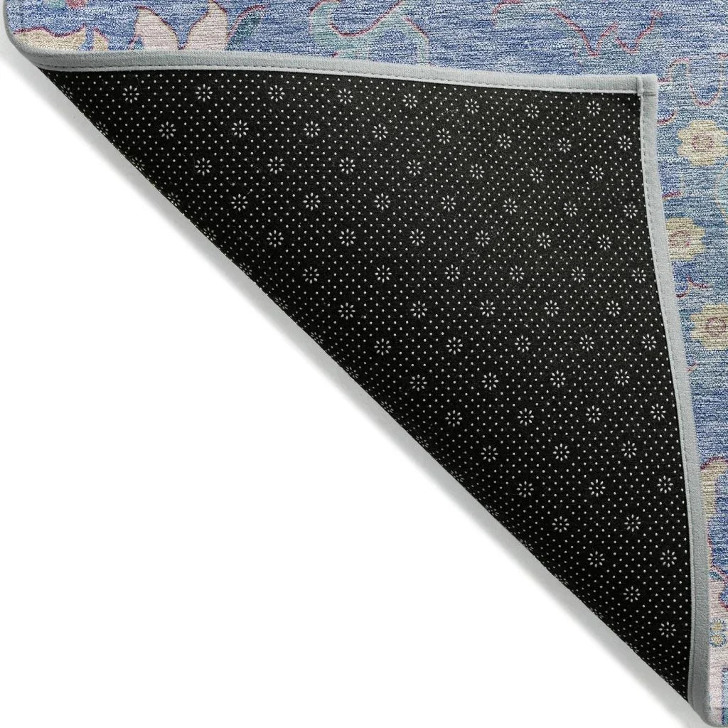 LOOMLAN Rugs Eugene Blue Washable Indoor-Outdoor Rug