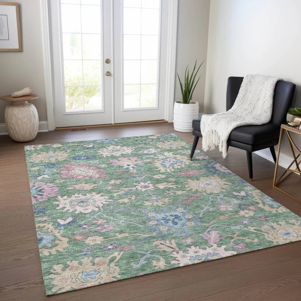 LOOMLAN Rugs Eugene Green Washable Indoor-Outdoor Rug