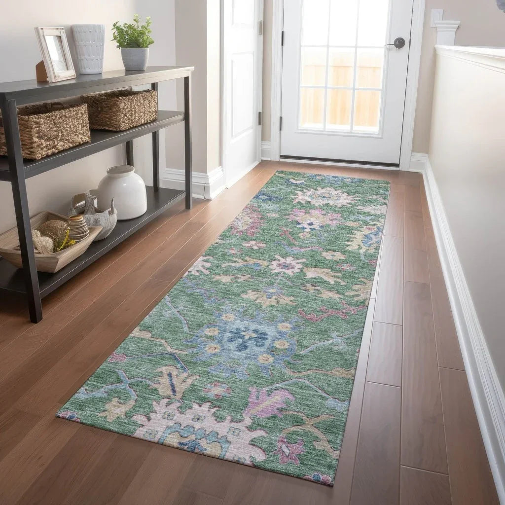 LOOMLAN Rugs Eugene Green Washable Indoor-Outdoor Rug