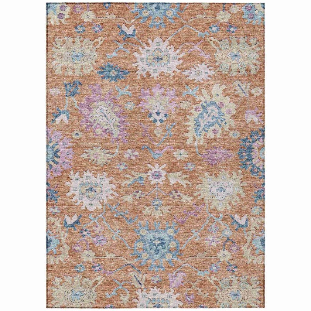 LOOMLAN Rugs Eugene Orange Washable Indoor-Outdoor Rug