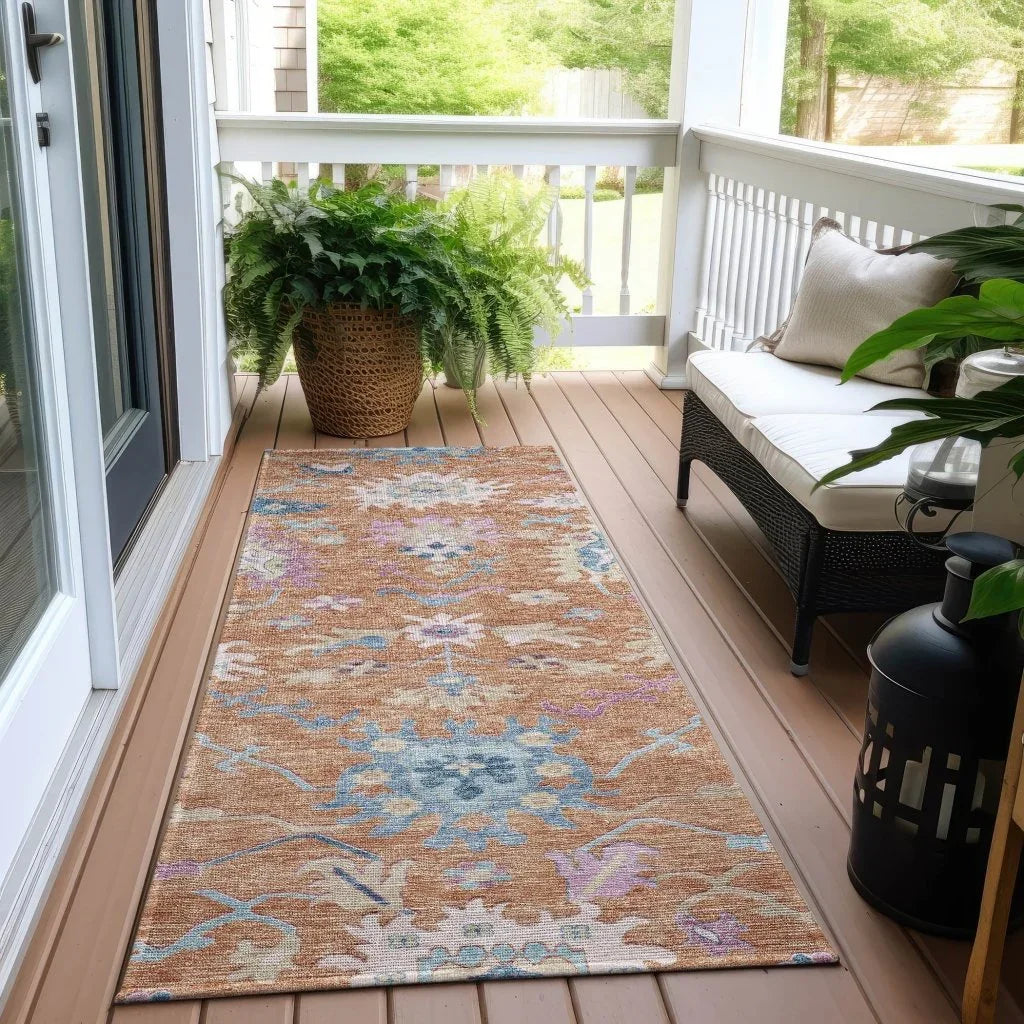 LOOMLAN Rugs Eugene Orange Washable Indoor-Outdoor Rug