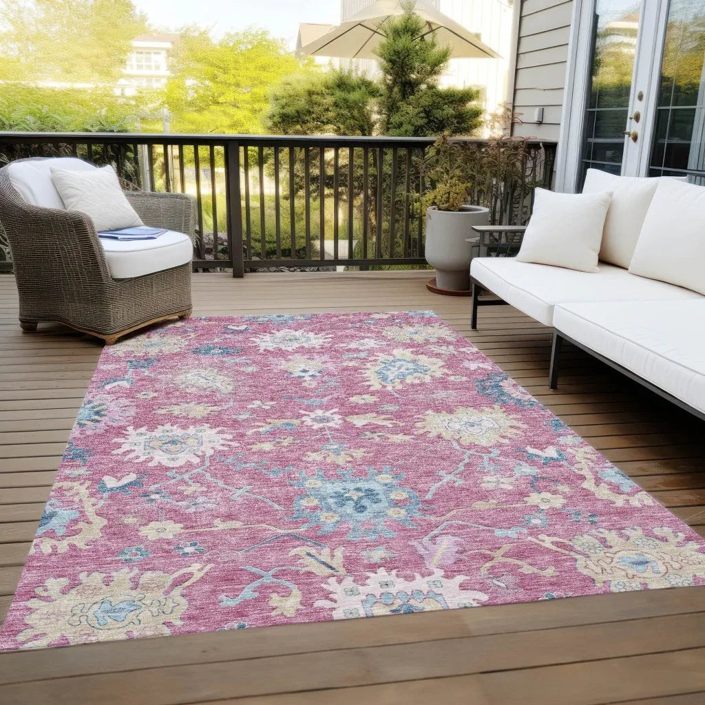 LOOMLAN Rugs Eugene Pink Washable Indoor-Outdoor Rug