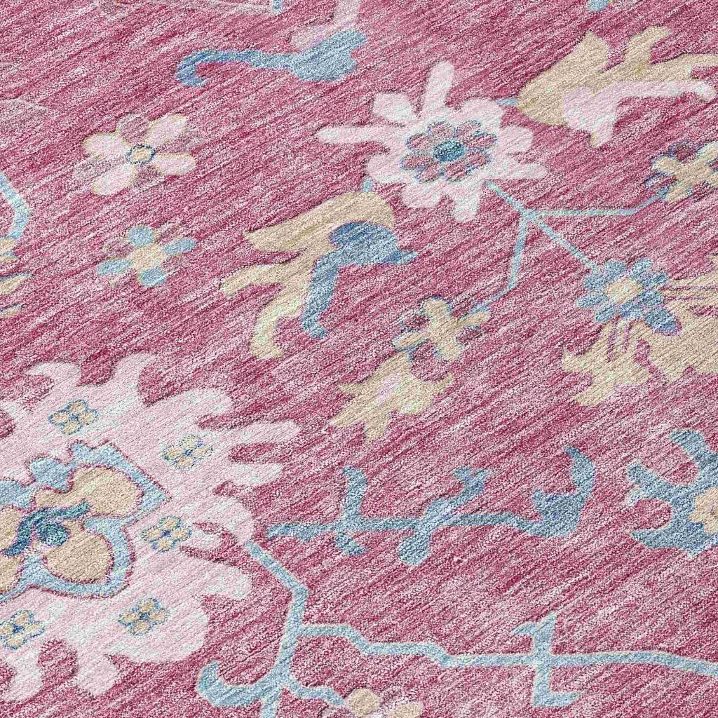 LOOMLAN Rugs Eugene Pink Washable Indoor-Outdoor Rug