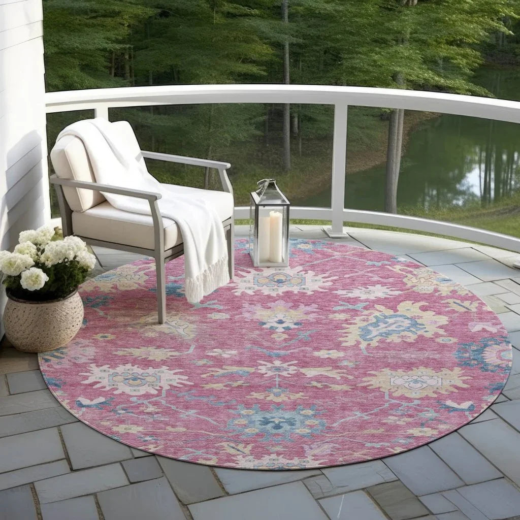 LOOMLAN Rugs Eugene Pink Washable Indoor-Outdoor Rug
