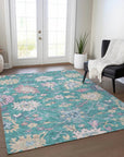 Eugene Teal Washable Indoor - Outdoor Rug - LOOMLAN - LOOMLAN Rugs - Outdoor Rugs