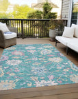 Eugene Teal Washable Indoor - Outdoor Rug - LOOMLAN - LOOMLAN Rugs - Outdoor Rugs