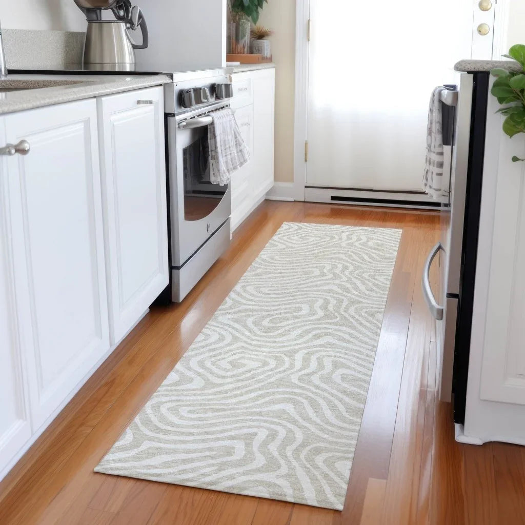 LOOMLAN Rugs Evalora Beige Washable Indoor-Outdoor Rug