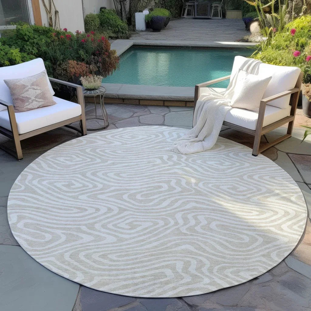 LOOMLAN Rugs Evalora Beige Washable Indoor-Outdoor Rug