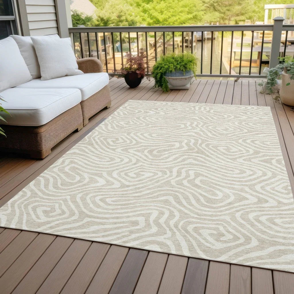 LOOMLAN Rugs Evalora Beige Washable Indoor-Outdoor Rug