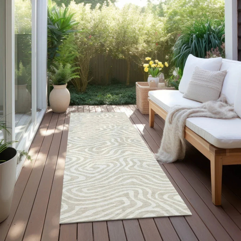 LOOMLAN Rugs Evalora Beige Washable Indoor-Outdoor Rug