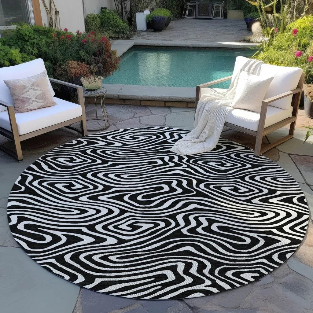 LOOMLAN Rugs Evalora Black Washable Indoor-Outdoor Rug