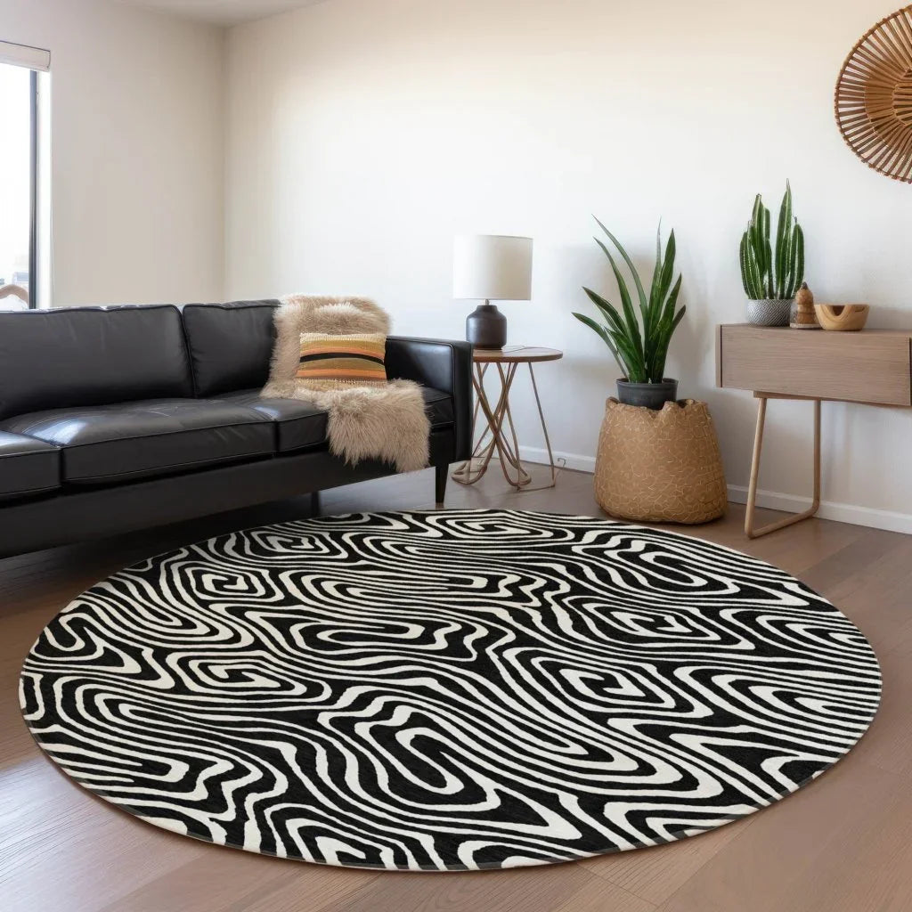 LOOMLAN Rugs Evalora Black Washable Indoor-Outdoor Rug
