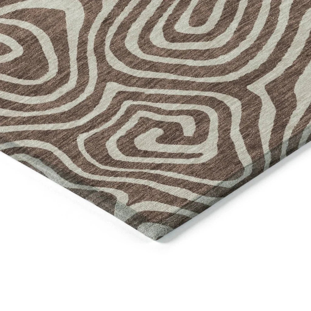 LOOMLAN Rugs Evalora Brown Washable Indoor-Outdoor Rug