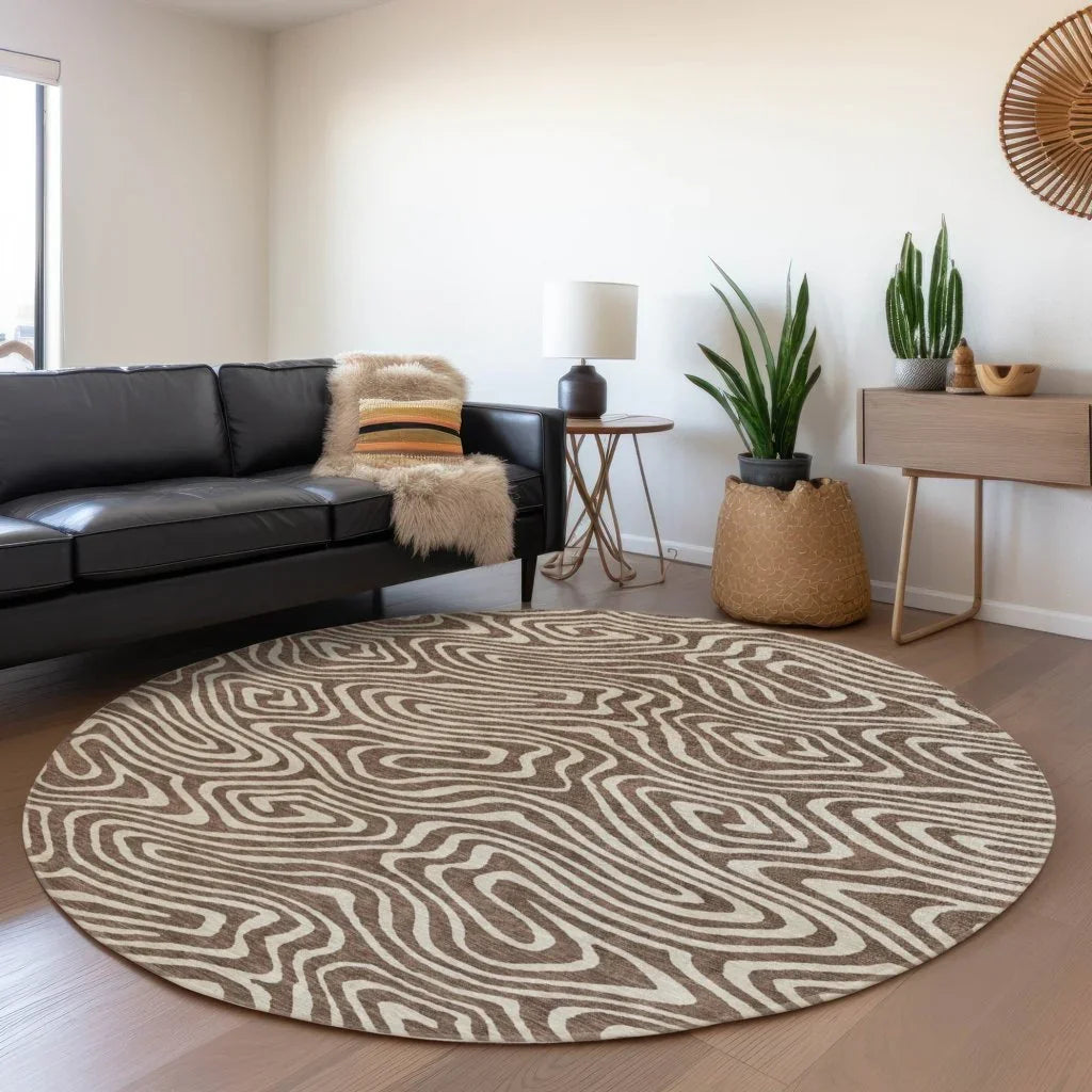 LOOMLAN Rugs Evalora Brown Washable Indoor-Outdoor Rug