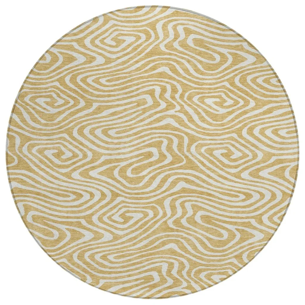 LOOMLAN Rugs Evalora Gold Washable Indoor-Outdoor Rug