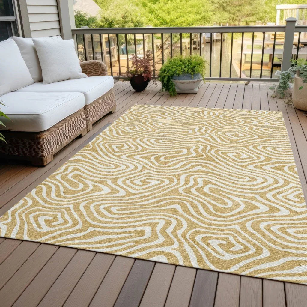 LOOMLAN Rugs Evalora Gold Washable Indoor-Outdoor Rug