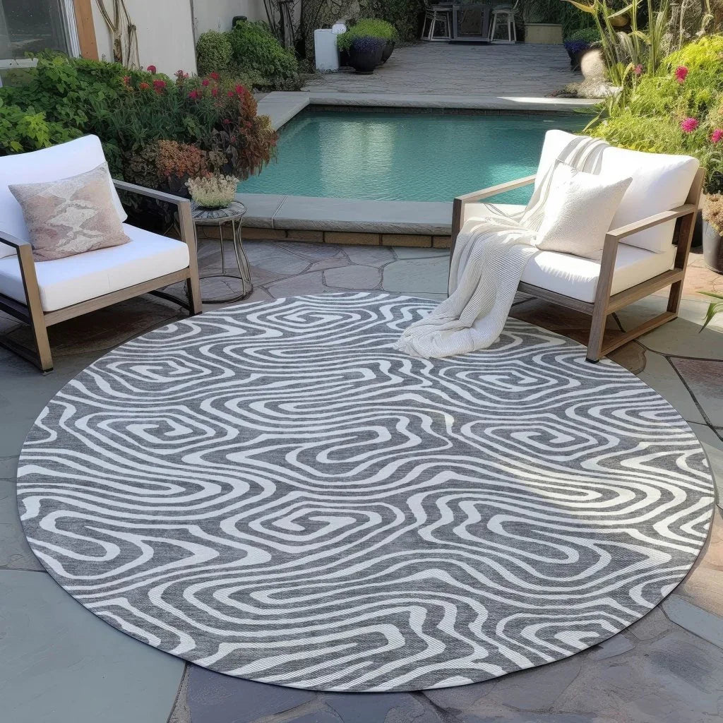 LOOMLAN Rugs Evalora Gray Washable Indoor-Outdoor Rug
