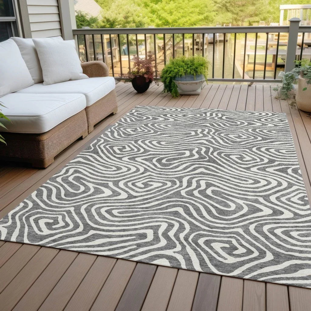 LOOMLAN Rugs Evalora Gray Washable Indoor-Outdoor Rug