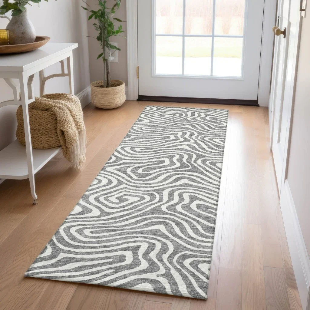 LOOMLAN Rugs Evalora Gray Washable Indoor-Outdoor Rug